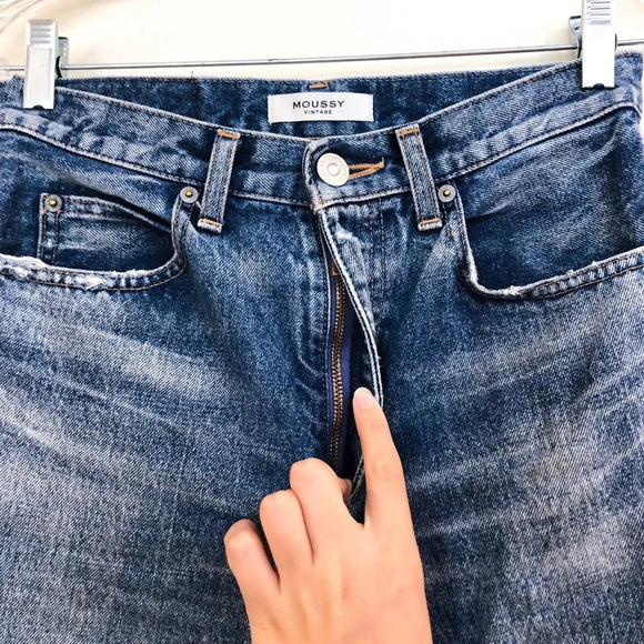 Moussy Vintage Orin JW Tapered Straight Leg High Waist Distressed Denim Jeans 25 - Picture 5 of 11